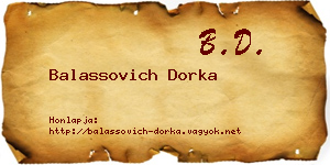 Balassovich Dorka névjegykártya